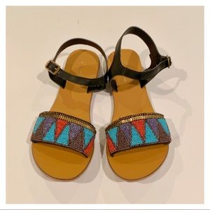 ModCloth boho beaded black sandals size 6